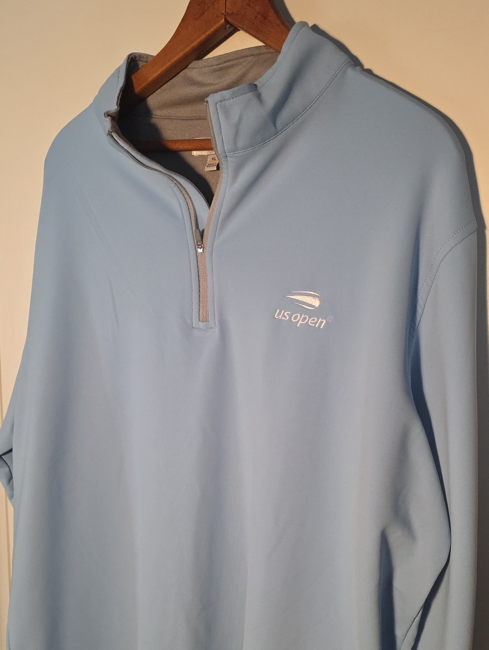 Peter Millar XL Light Blue Quarter-Zip US OPEN Tennis Logo Perfect Like NEW